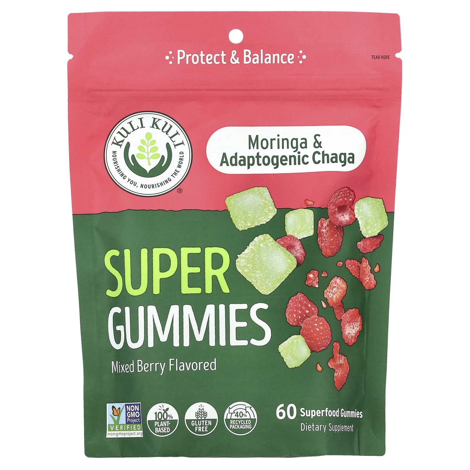 2 X Kuli Kuli, Super Gummies, Moringa & Adaptogenic Chaga, Mixed Berry, 60 Super