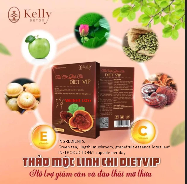 2x Kelly Detox Thao moc Linh Chi Diet Vip – Weight loss 100% herbal –Giam can