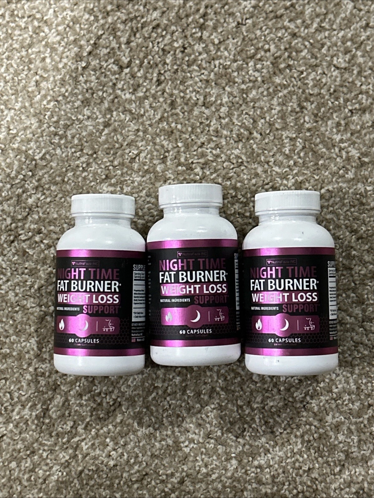 NuttraFaza Night Time Belly Fat Burner Weight Loss 60 Caps - 3 Pack