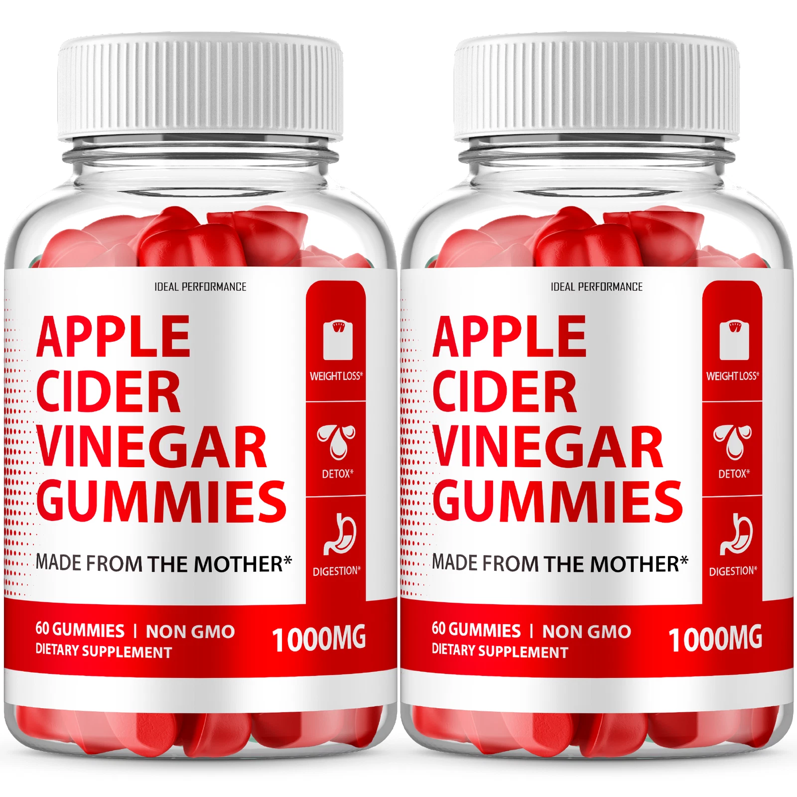 ACV Gummies 1000mg Apple Cider Vinegar with the Mother Digestion Gummy (2 Pack)