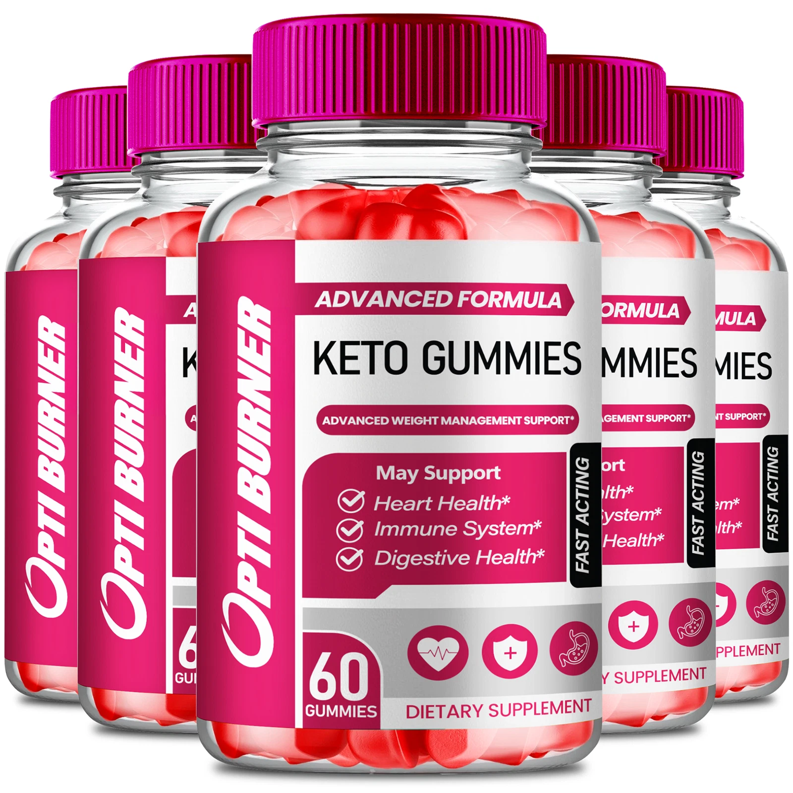 (5 Pack) OptiBurner Keto Gummies for Advanced Weight Loss + Energy
