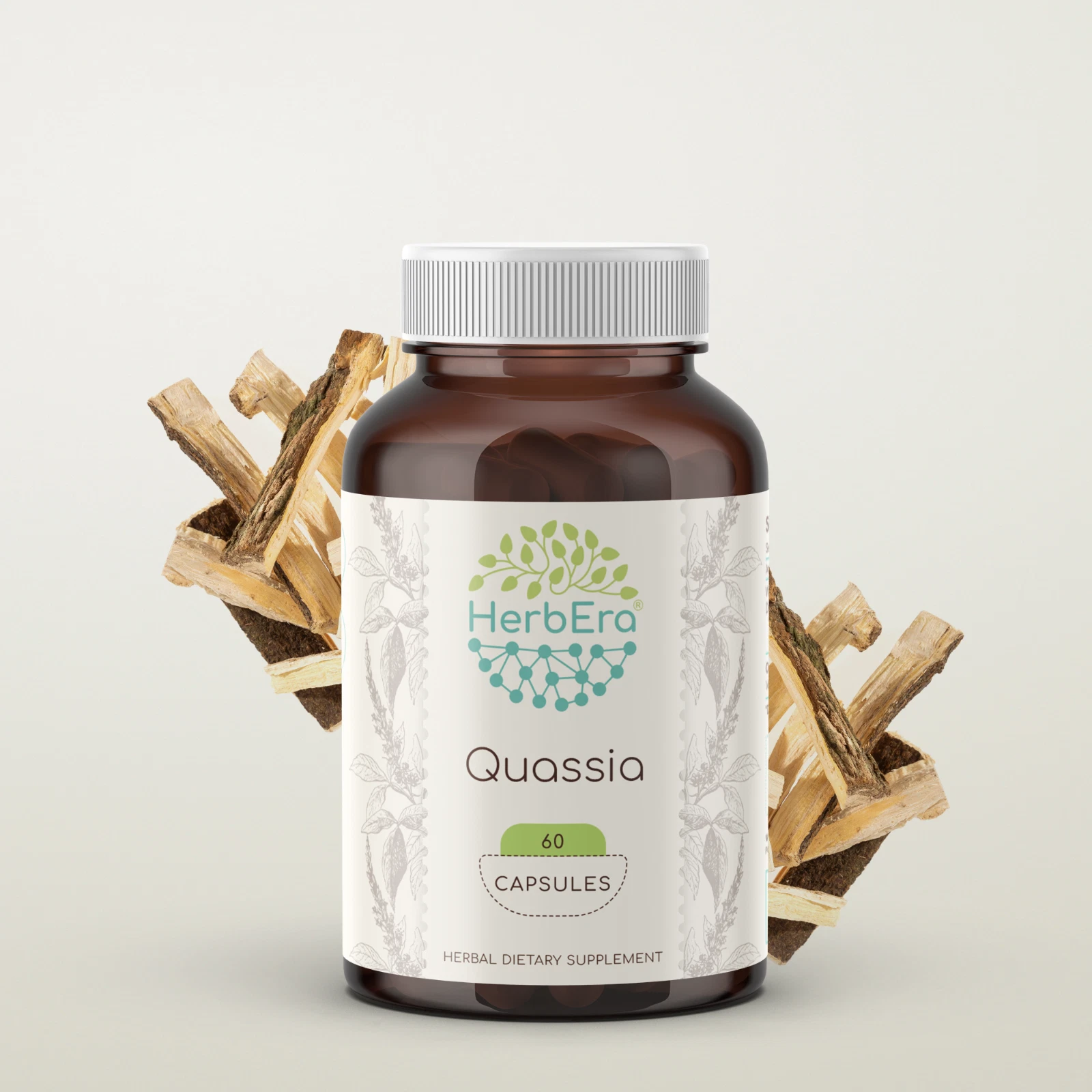 HerbEra Quassia 60/120 Capsules, 500 mg, Wildcrafted Quassia (Quassia amara)