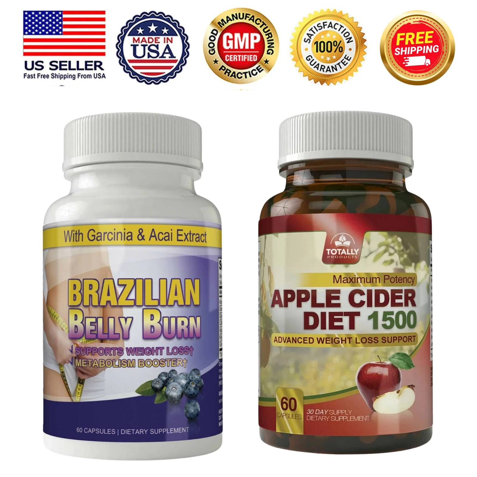 Brazilian Belly Fat Burner Supplements & Apple Cider Vinegar Weight Loss Pills