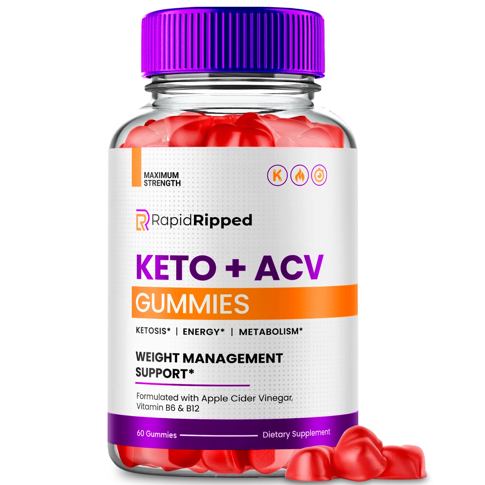 Rapid Ripped Keto ACV Gummies 1000MG Apple Cider Vinegar 60 Gummys
