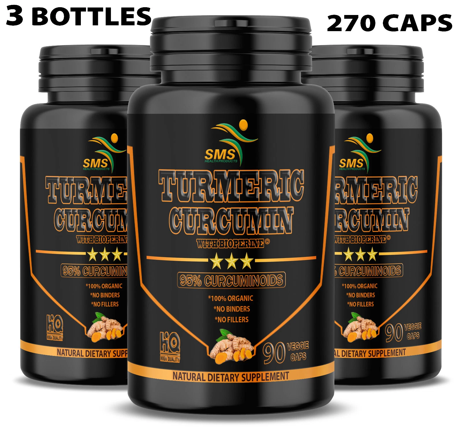 TURMERIC 95% CURCUMIN 10,000mg EXTRACT TUMERIC BLACK PEPPER ANTIOXIDANT 270 CAPS