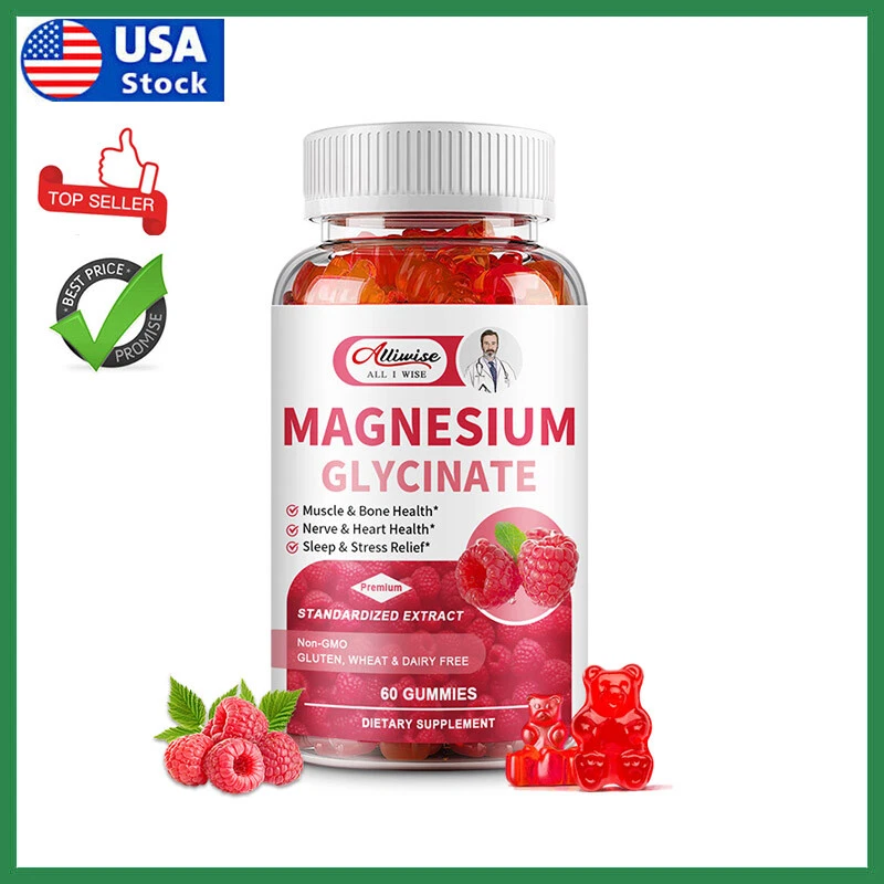 Magnesium Glycinate Gummies - Magnesium Supplements - Highest Potency 60 Gummies