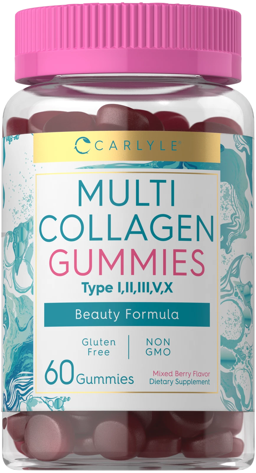 Collagen Gummies | 60 Count | Multi Collagen Complex | Berry Flavor | by Carlyle