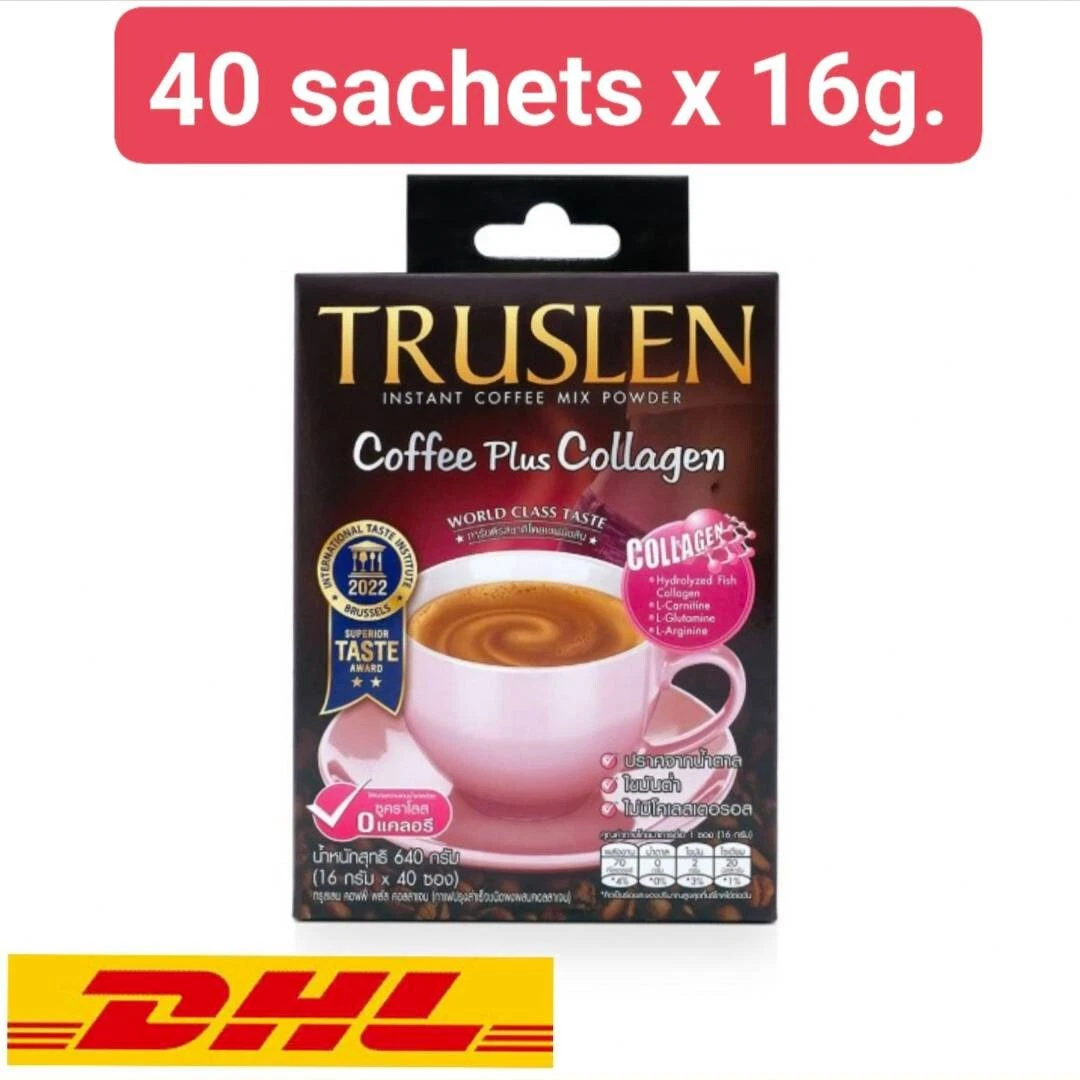 Truslen Coffee Plus Collagen Weight control No sugar Low fat Nourish skin 16g.