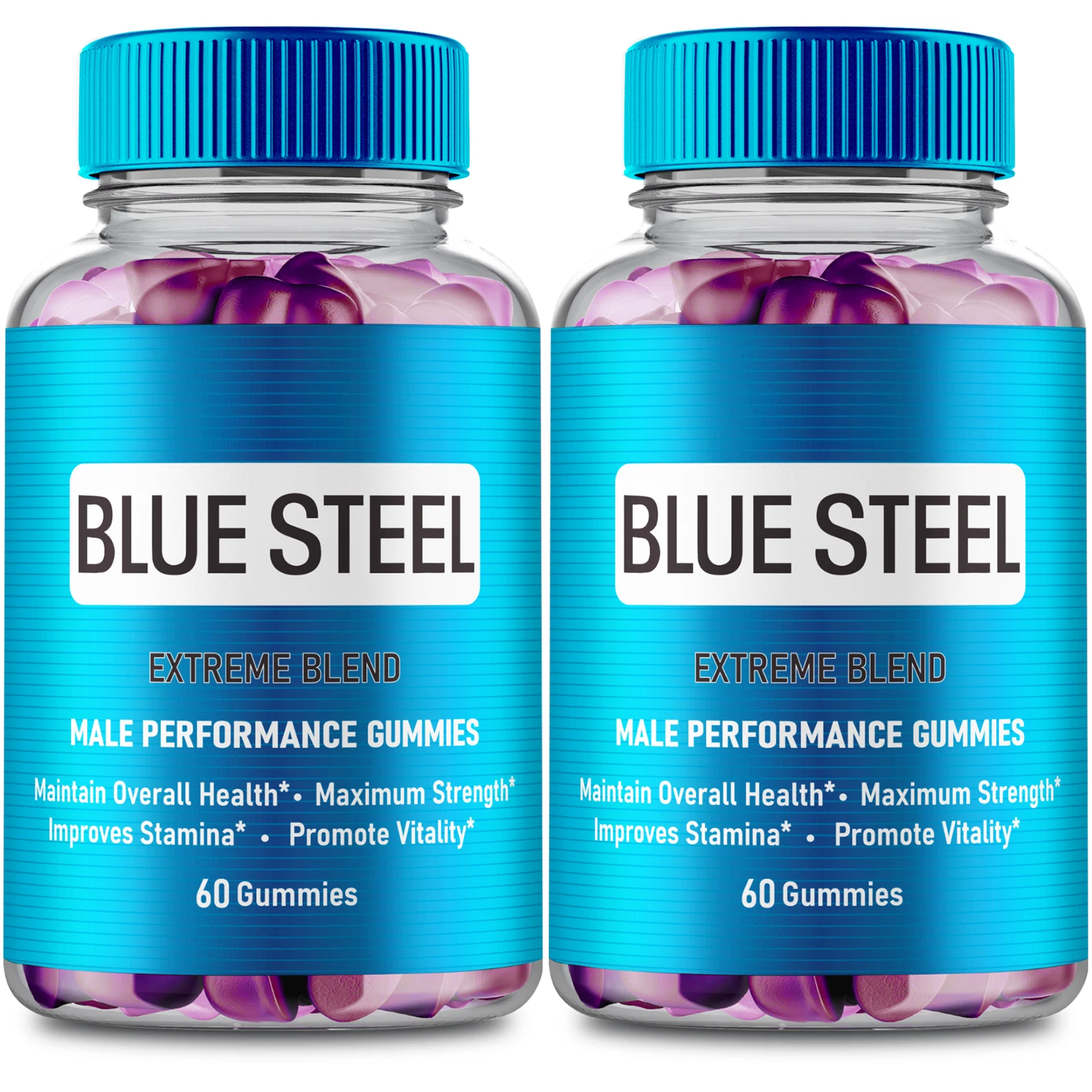 (2 Pack) Blue Steel Men Performance Gummies, BlueSteel Male Support Gummy