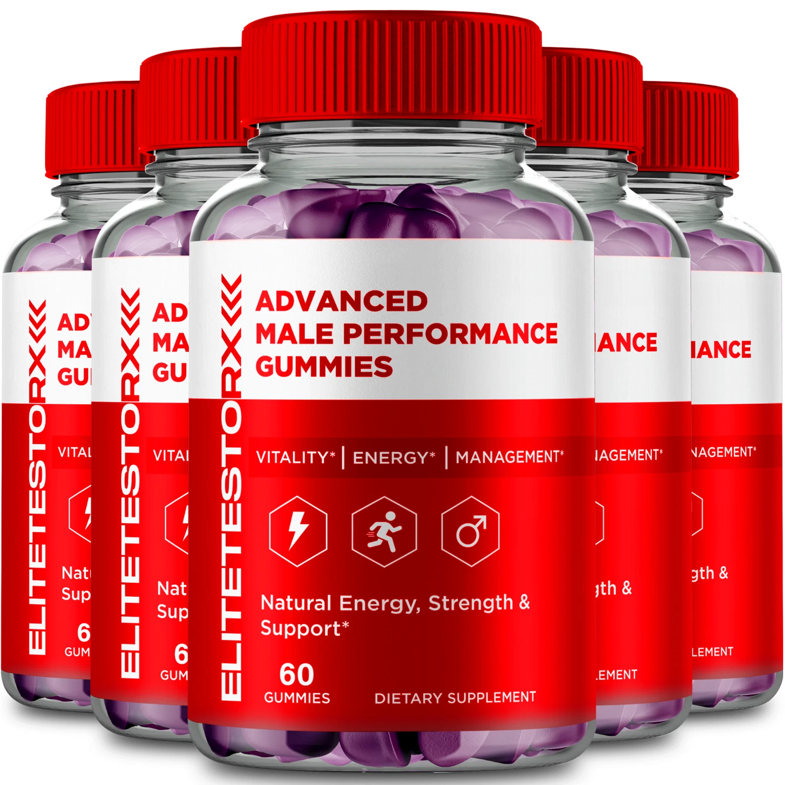 (5 Pack) Elite TestoRX Men Gummies, Male Dietary Supplement Gummy (300 Gummies)