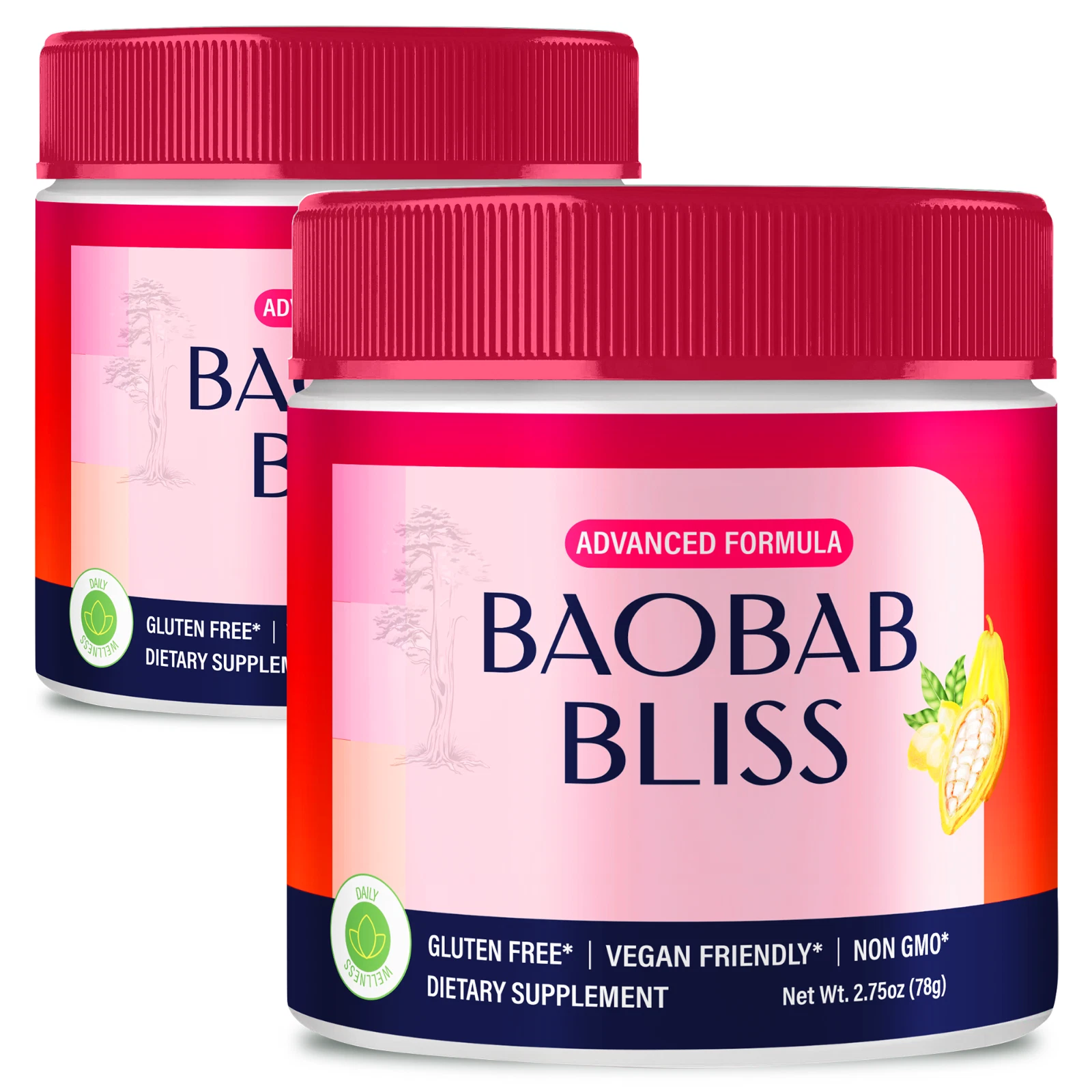 [176628531691] (2 Pack) Baobab Bliss Powder Advanced Energy Support - Health Support Powder