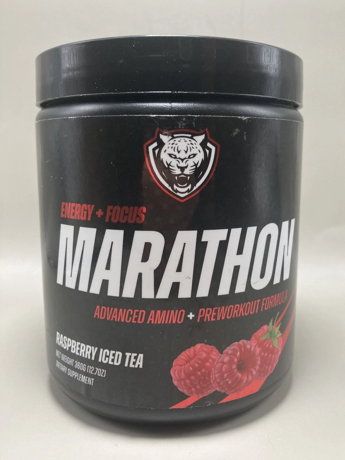 [256949913691] Marathon, Advanced Amino + Preworkout Formula, Raspberry Iced Tea 12.7oz (360 g)