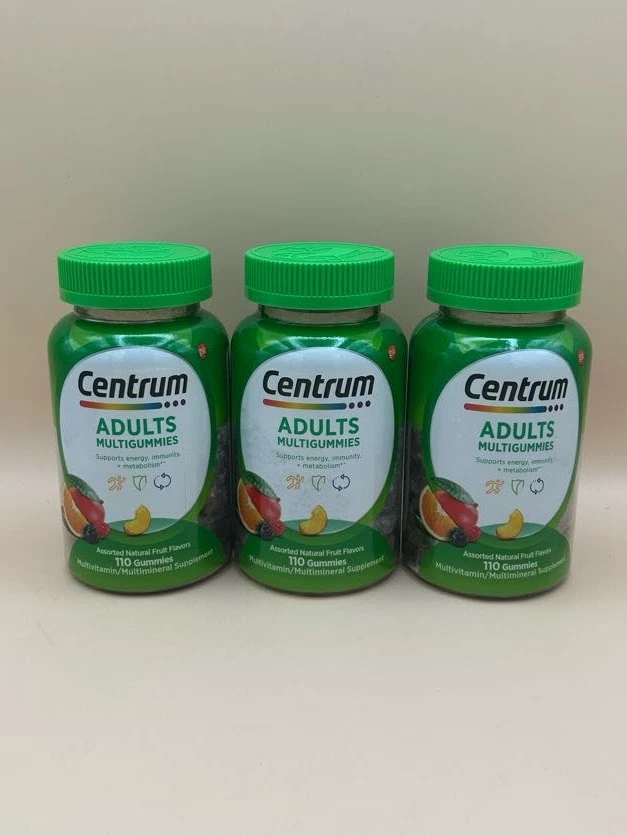 LOT OF 3 Centrum Multi Adult Supplemen Gummy Assorted Fruit 110ct EA Exp 09/25