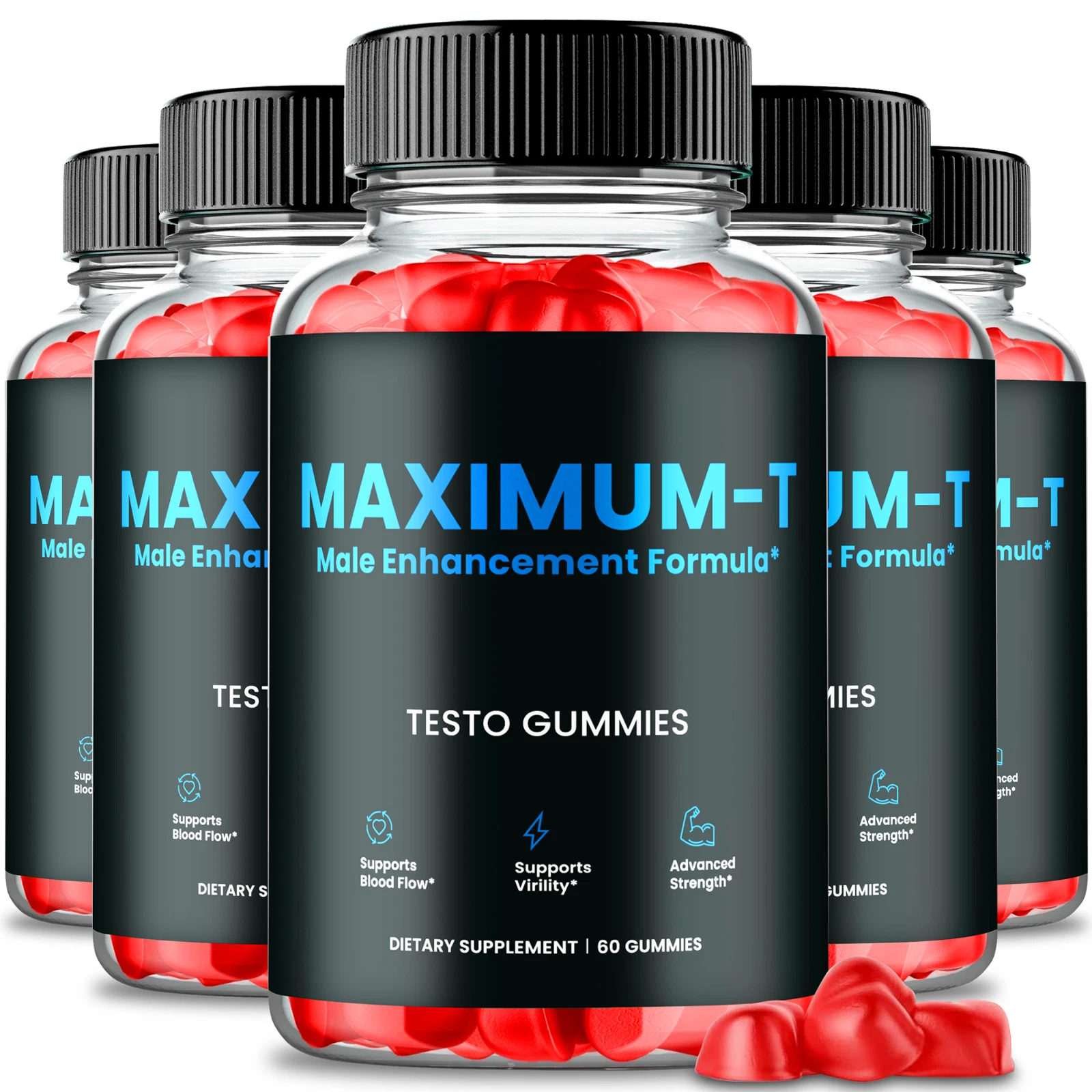 (5 Pack) Maximum-T Male Gummies to Boost T-Levels for Enhanced Intimate Drive