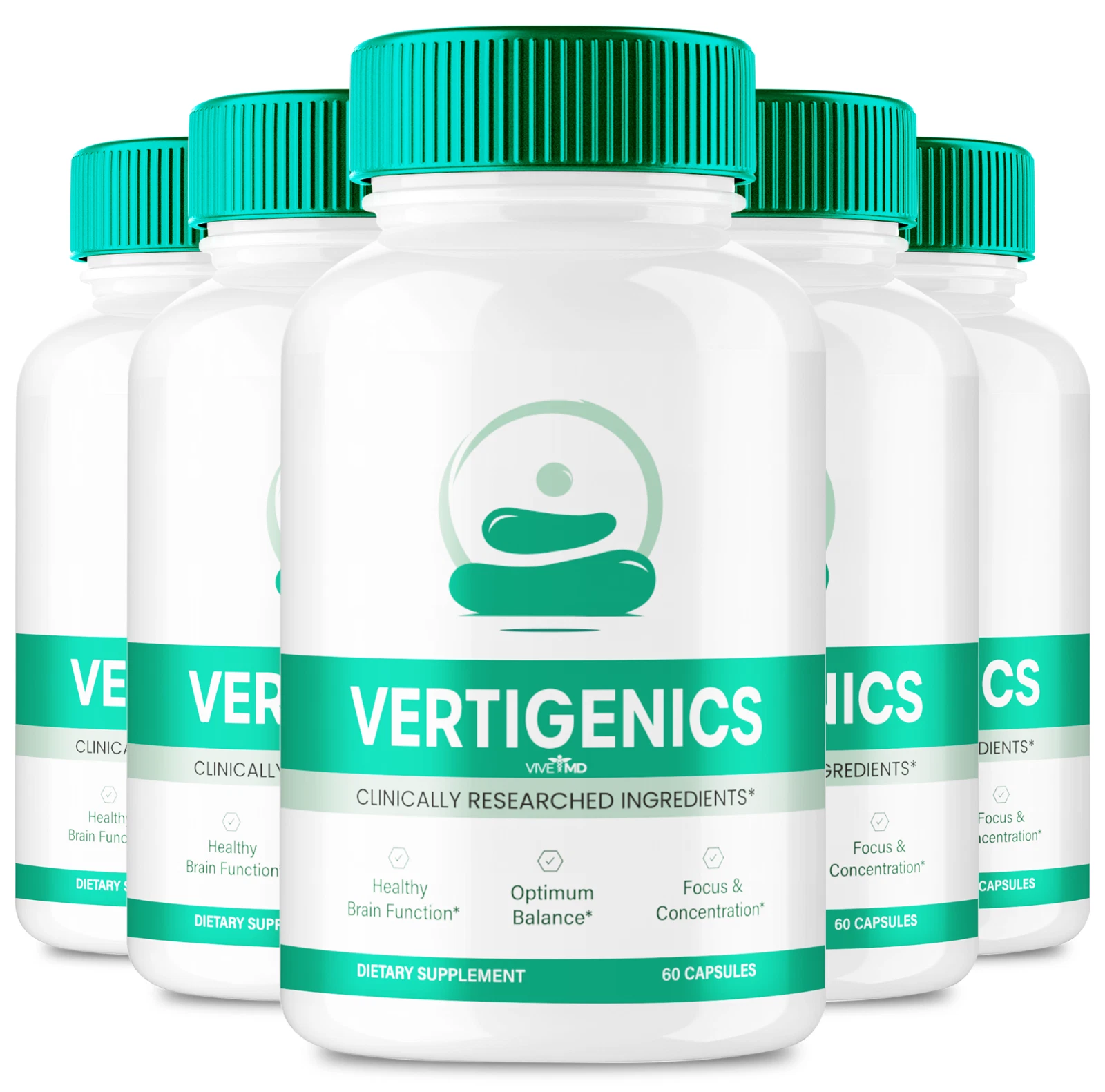 (5 Pack) Vertigenics Cognitive Brain Booster Pills for Advanced Memory and Focus