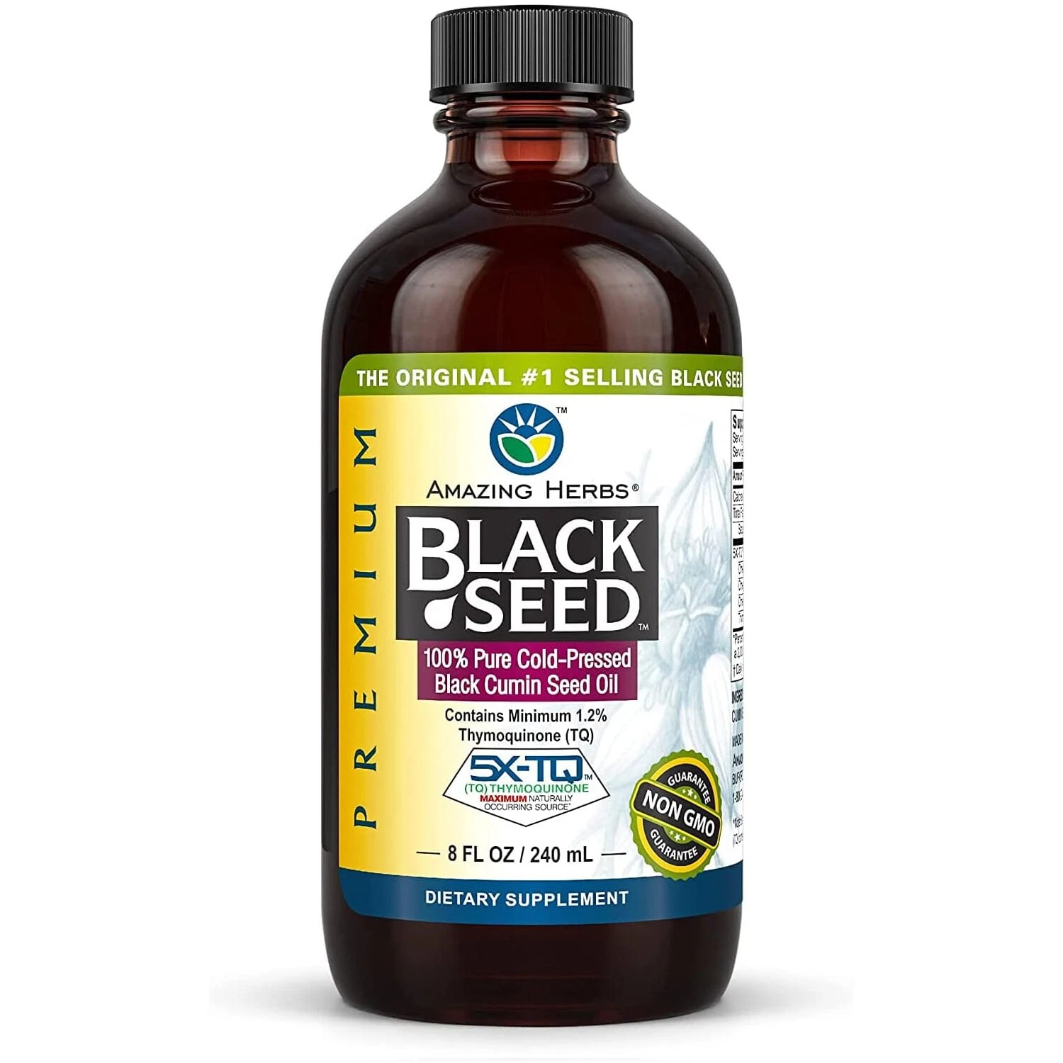 Amazing Herbs Pure Cold-Pressed Black Cumin Seed Oil, 8 Fluid Ounces