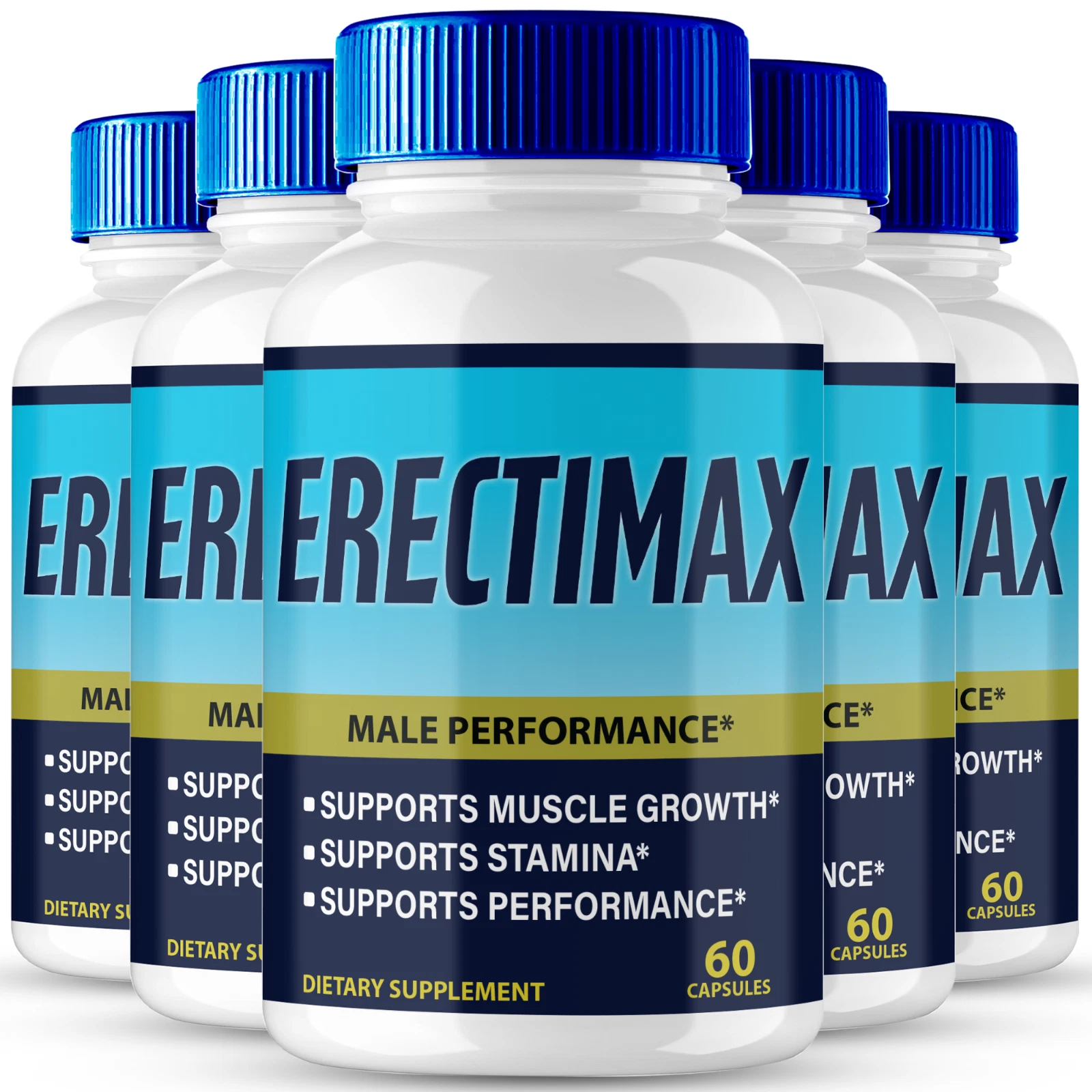 (5 Pack) Erectimax Capsules for Men, Natural Male Vitality and Wellness