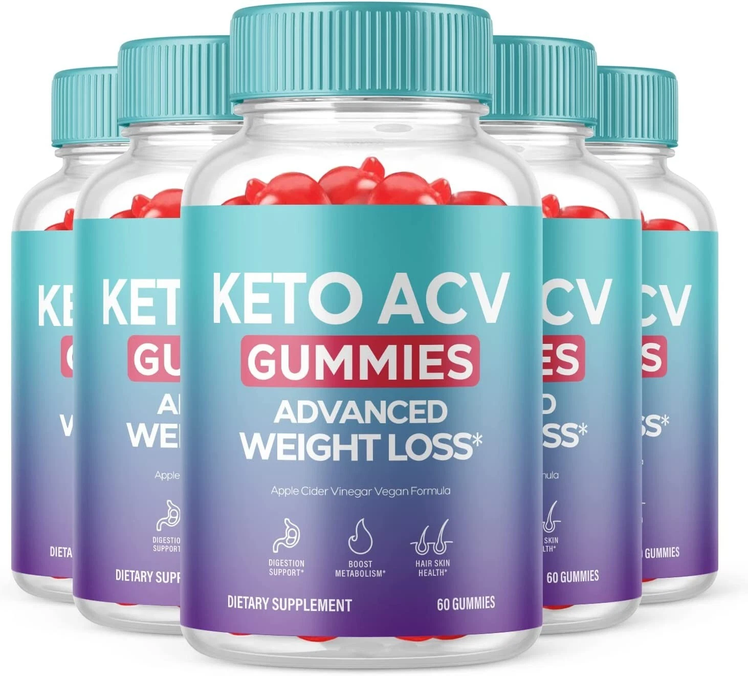 5 Pack - Keto ACV Gummies - Vegan, Fat burner, Weight Loss Supplement - 300 Gums