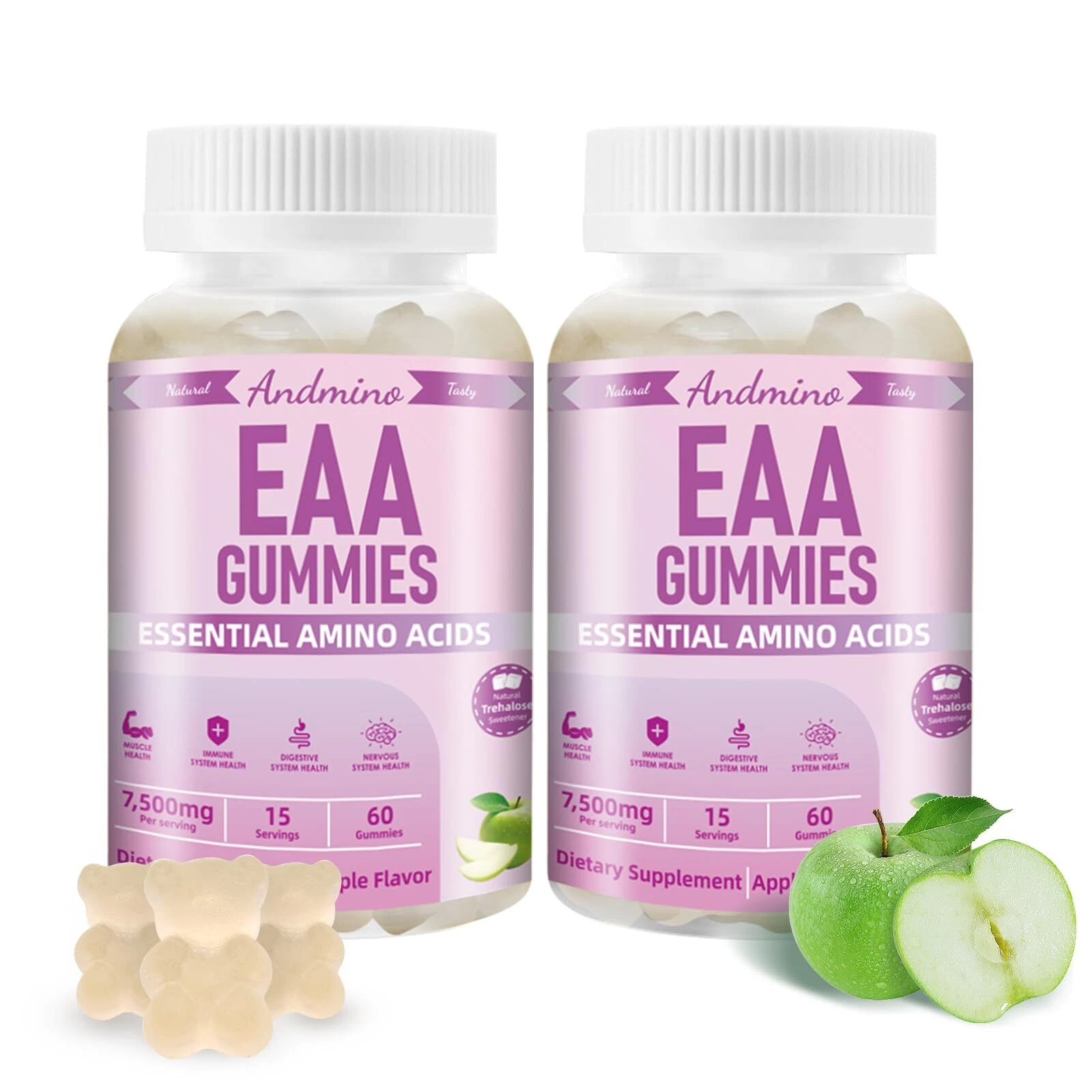 andmino EAA Gummies 7500 mg BCAA Gummies with Trehalose Amino Acids Supplemen...