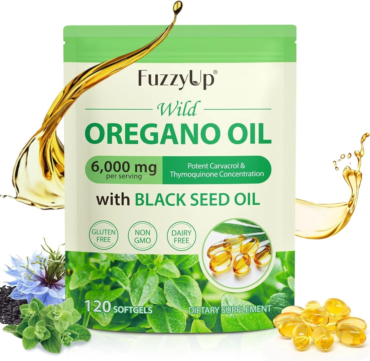 [267142164970] 100% Pure Essential Oil of Oregano |120 softgel | with black seed oil- 6000mg