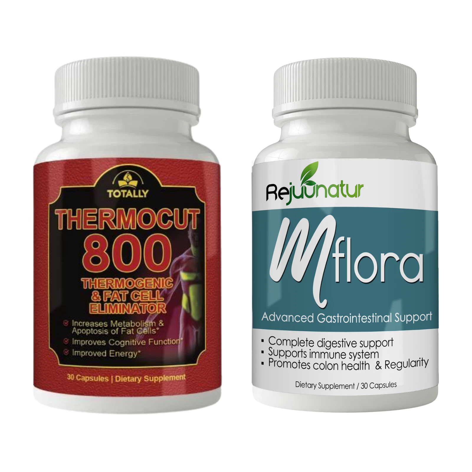 Thermogenic Fat Burn Weight Loss Pills & Mflora Probiotics Digestive Supplements