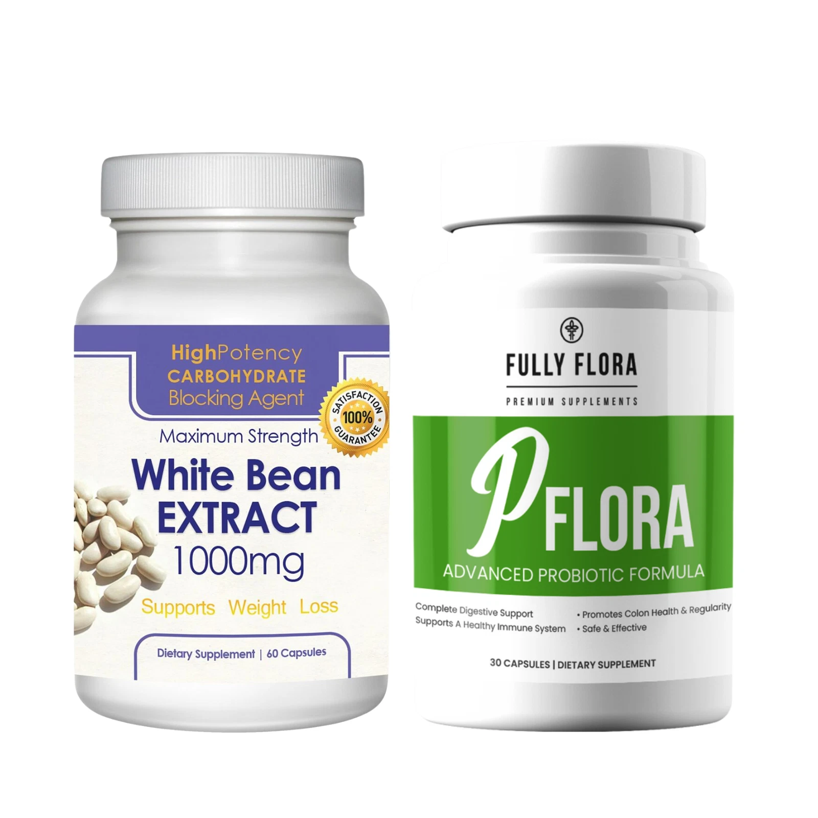 White Kidney Bean Extract Weight Loss Pills & Flora Probiotic Immune Supplement