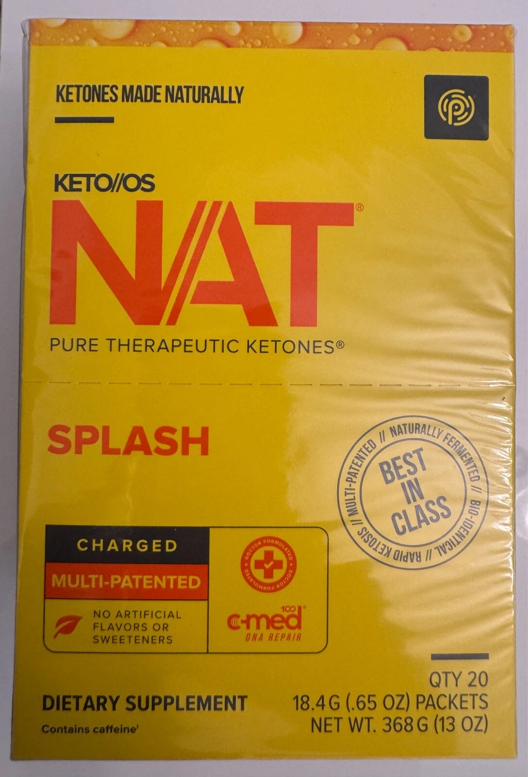 Prüvit Ketones NAT 20 Packets Charged SPLASH/ FREE SHIPPING Exp 03/ 2026