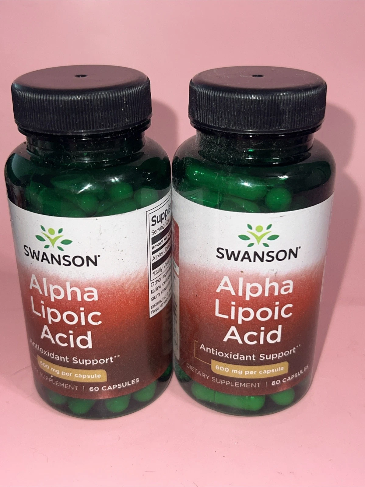 2x Swanson Dietary Supplements Alpha Lipoic Acid 600 mg Capsule 60ct Exp 09/26