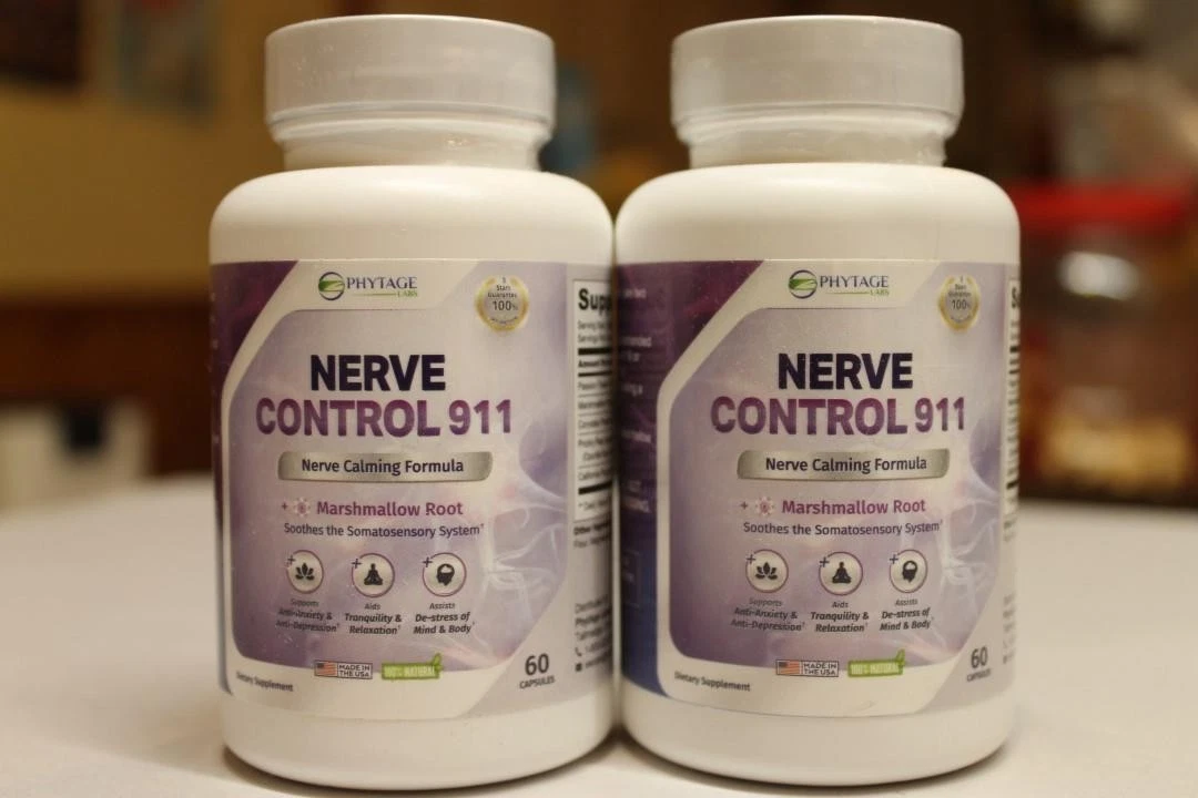Lot of 2 Phytage Nerve Control 911 Natural Nerve Support 60 Caps Exp 01/26 NEW ^