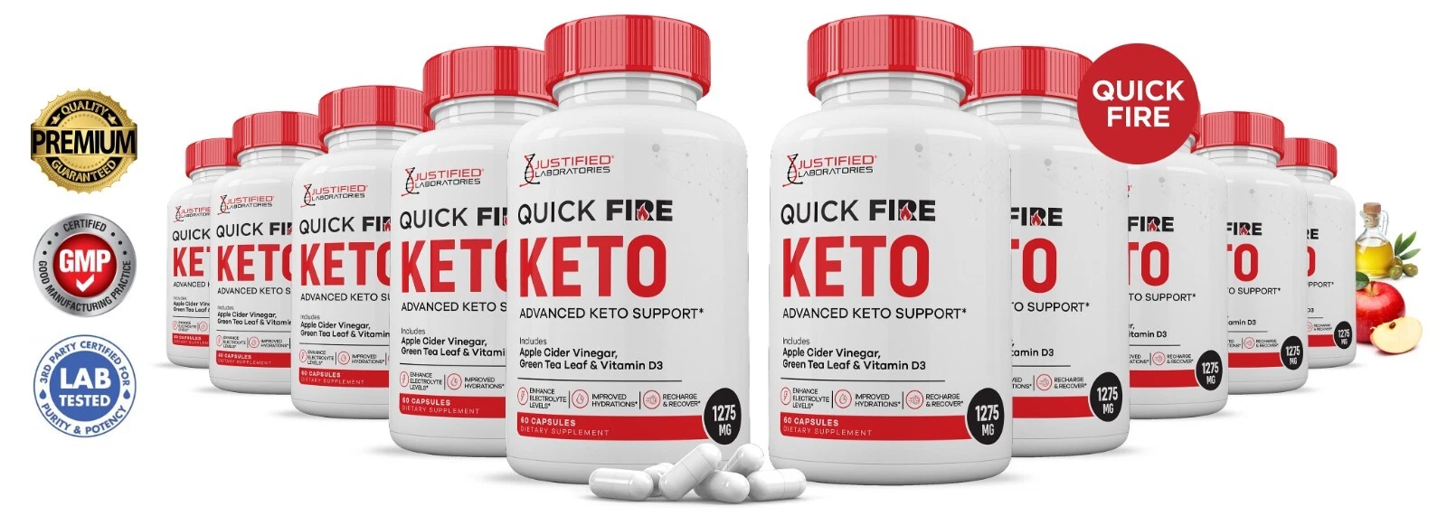 퀵 파이어 케토 ACV 알약 1275 MG 구미보다 더 강한 케토 10병 지원
