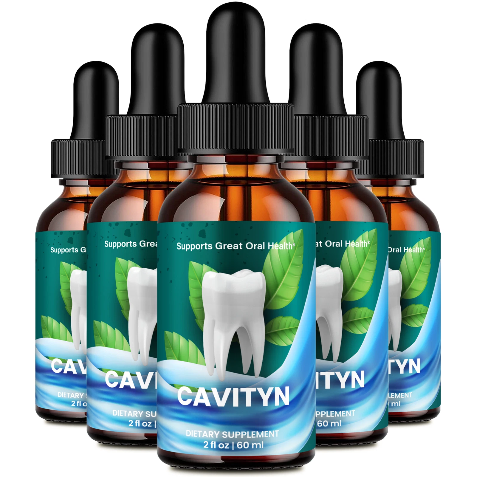 Cavityn Liquid Drops For Teeth and Gums Dental Health Supplement (5 Pack)