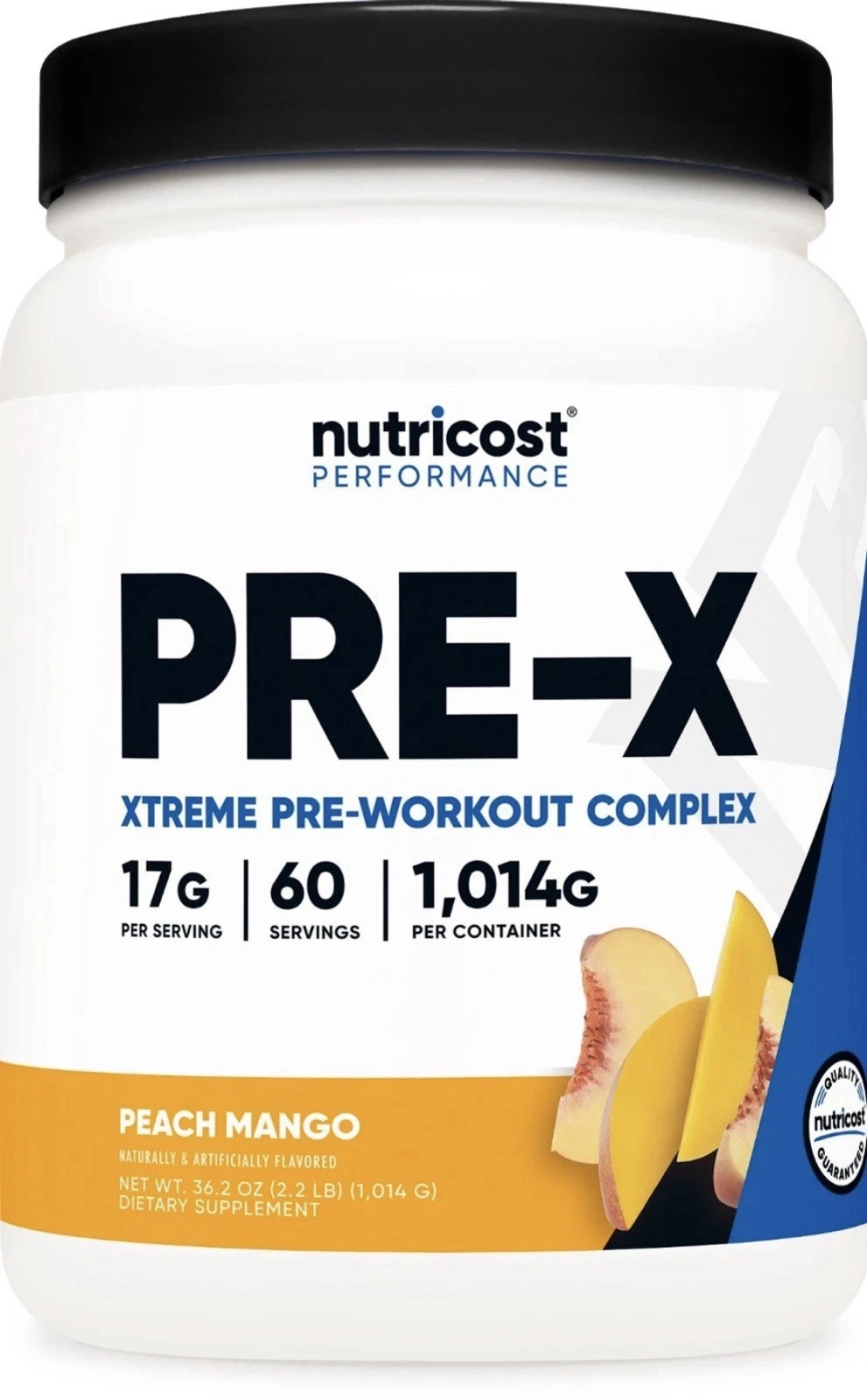 Nutricost Pre-X, Xtreme PreWorkout Powder Complex, Peach Mango, 60 Servings