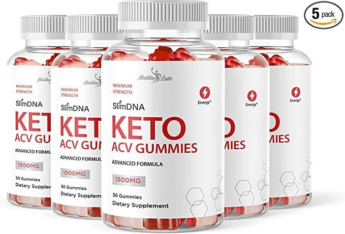 Slim DNA Keto ACV Gummies Weight Loss - 1500mg Ketosis Shark Gummies (5 Pack)