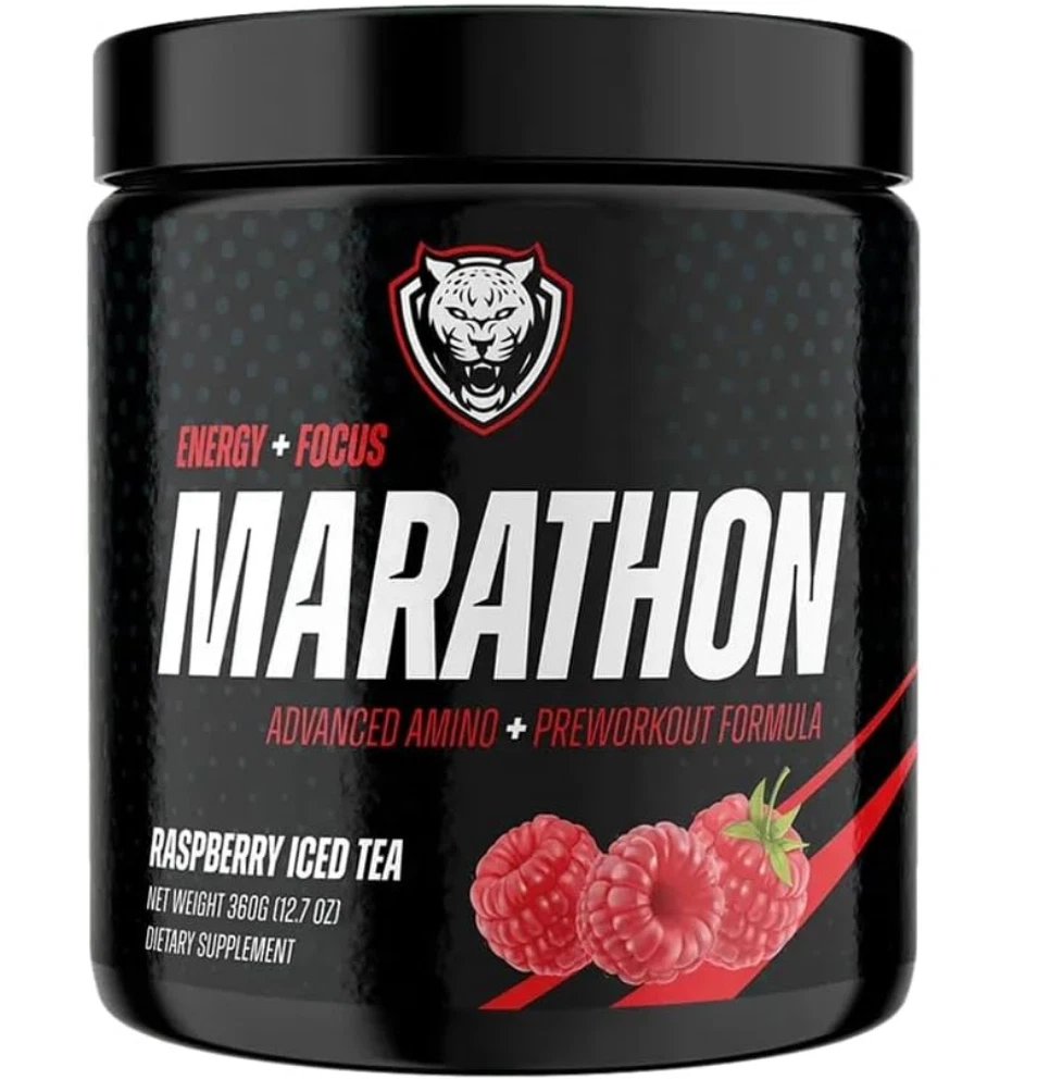 [167261078120] Marathon, Advanced Amino + Preworkout Formula, Raspberry Iced Tea, 12.7 oz (360