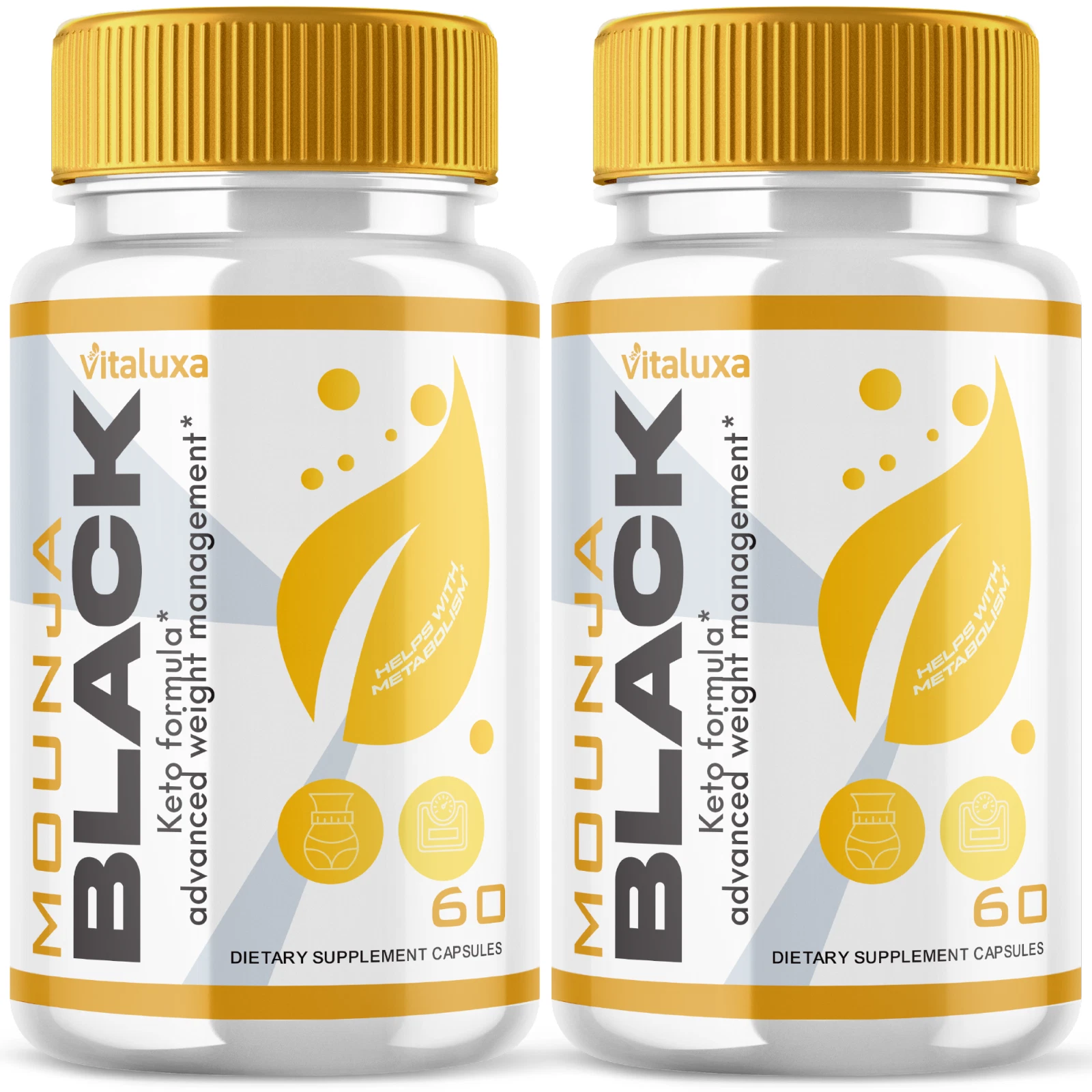 (2 Pack) Mounja Black Capsules for Weight Loss Burning Formula (120 Capsules)