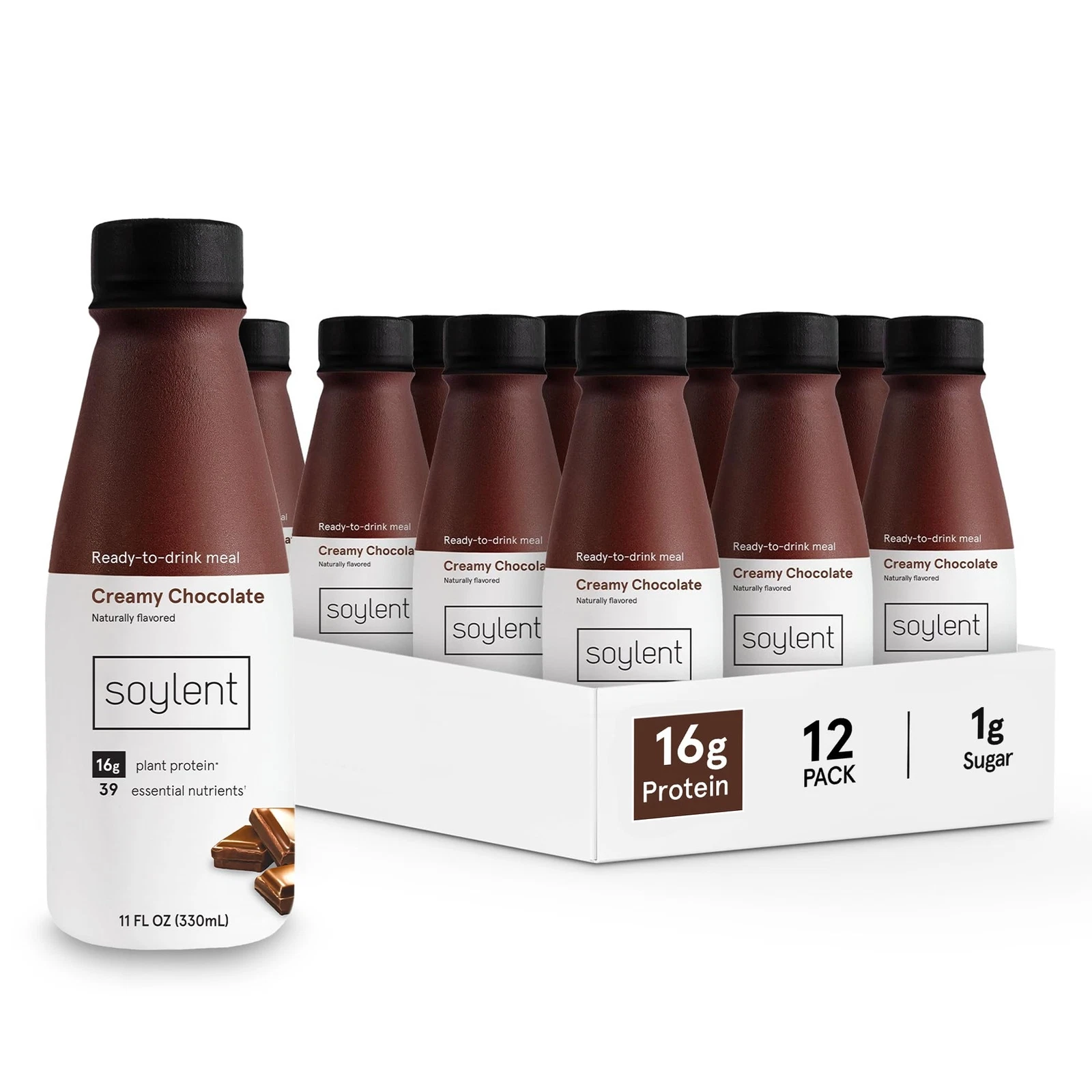 Soylent Chocolate Meal Replacement Shake Contains 16g Complete Vegan Protein ...