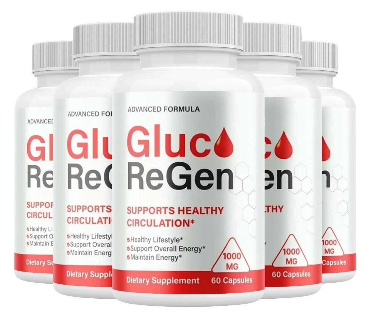 (5 Pack) Gluco Regen Blood Sugar Balance Support, Advanced Blood Health Capsules
