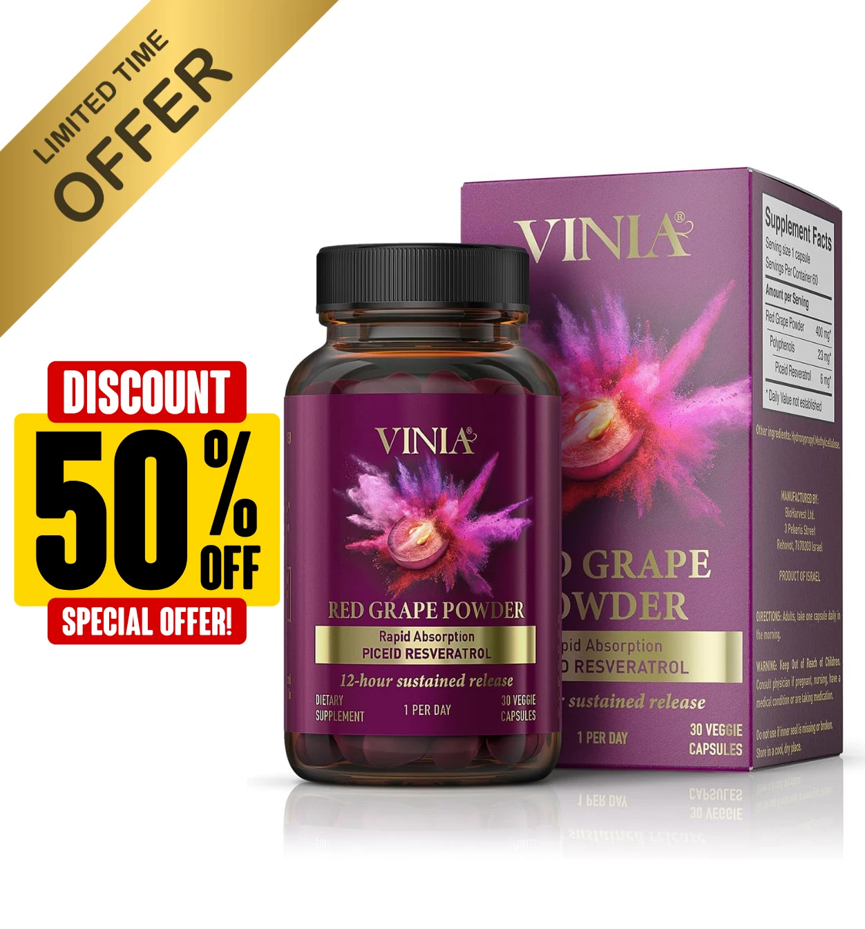 VINIA Sustainably Produced 12-Hour Sustained Release Rapid Absorption Piceid
