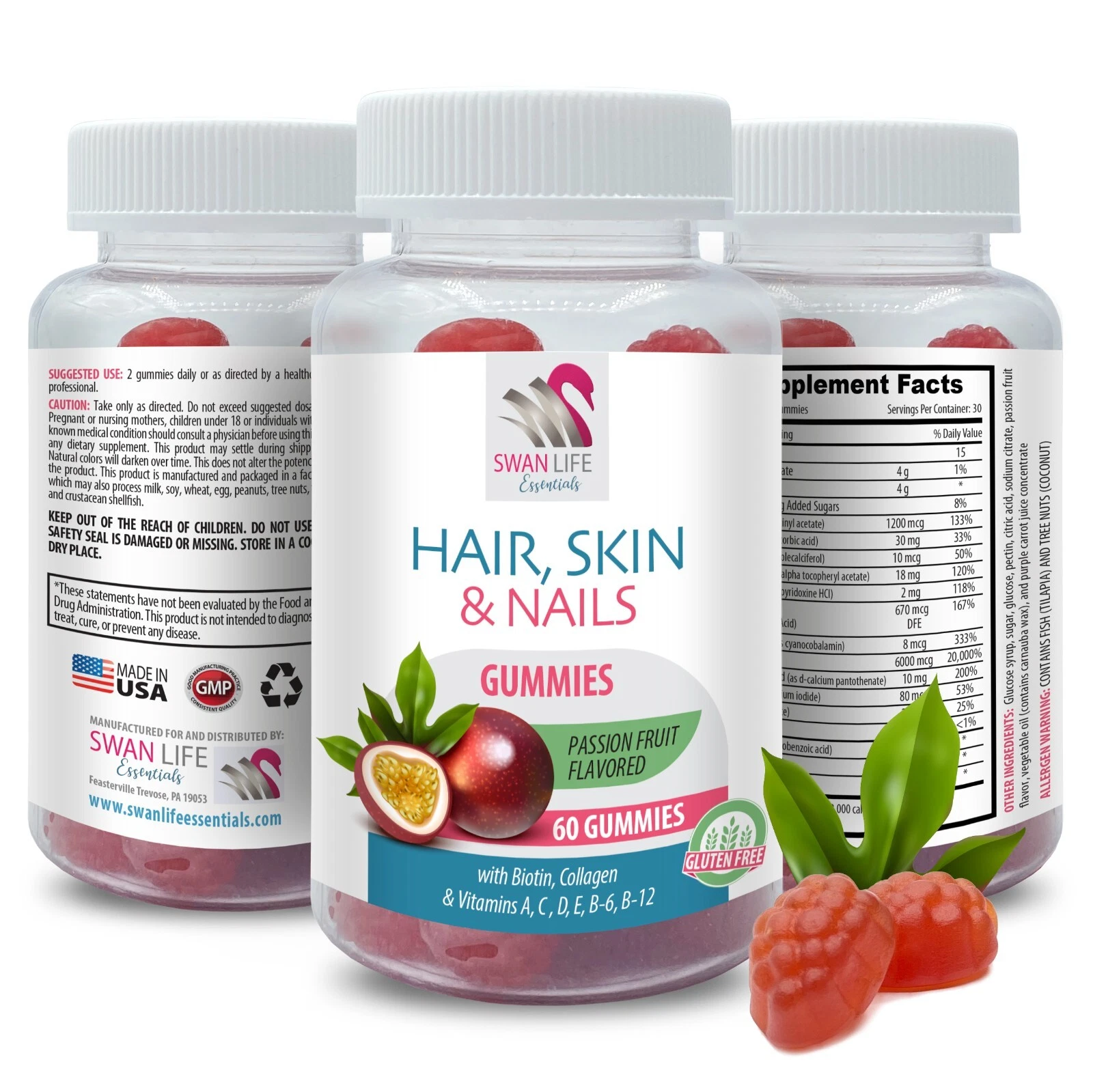 Vitamin A - HAIR, SKIN & NAILS - Vitamin D 1 Bottle 60 Gummies