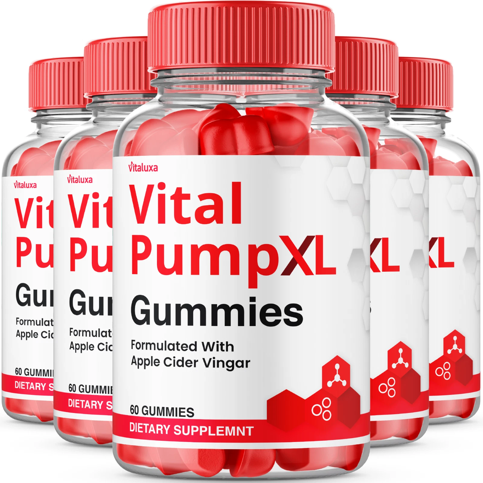 (5 Pack) Vital Pump XL Gummies for Men Maximum Strength Supplement (300 Gummies)