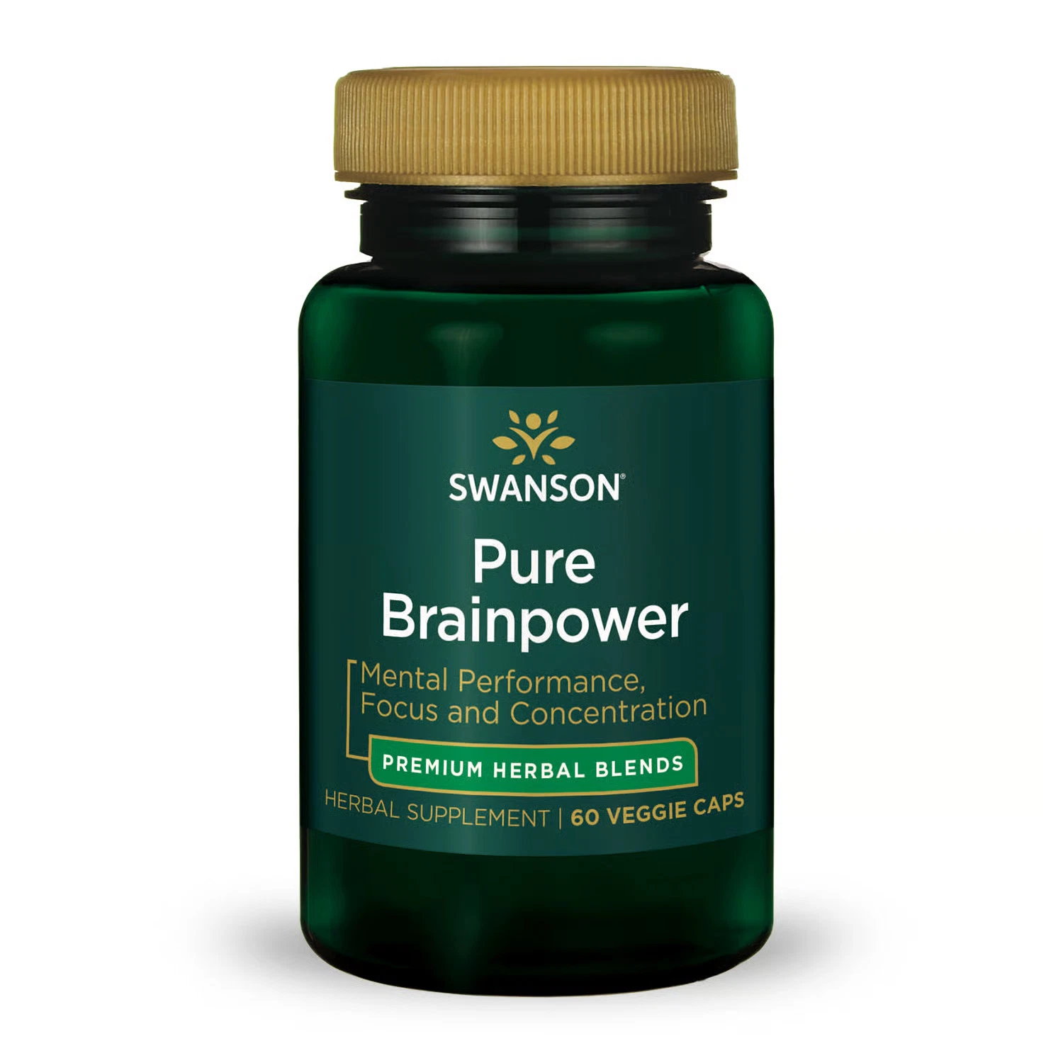 Swanson Pure Brainpower Herbal Blend Vegetable Capsules, 60 Count