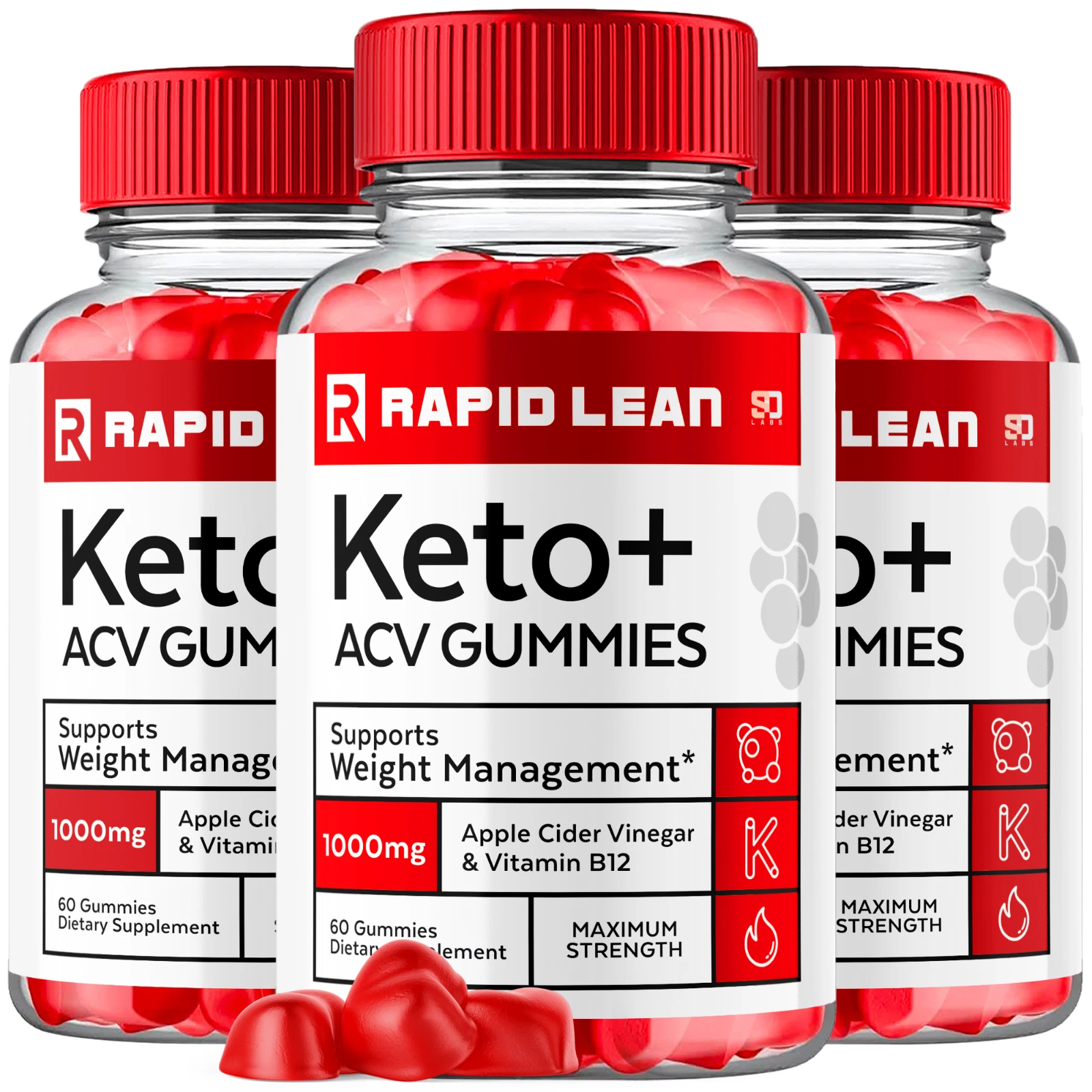 (3 Pack) Rapid Lean Keto ACV, Rapidlean Keto Gummies Weight Loss (180 Gummies)