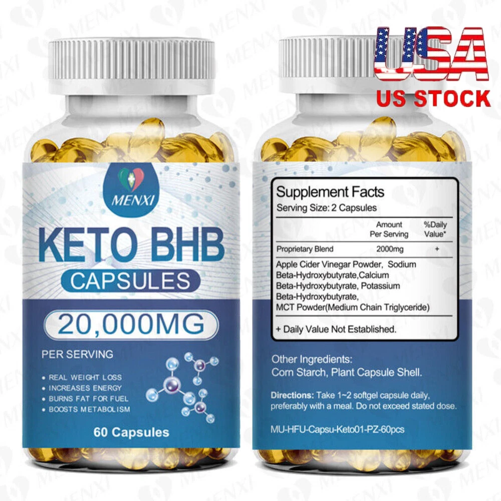 Keto BHB Capsules Weight Loss Diet Pills Fat Burner Detox Dietary Supplement NEW