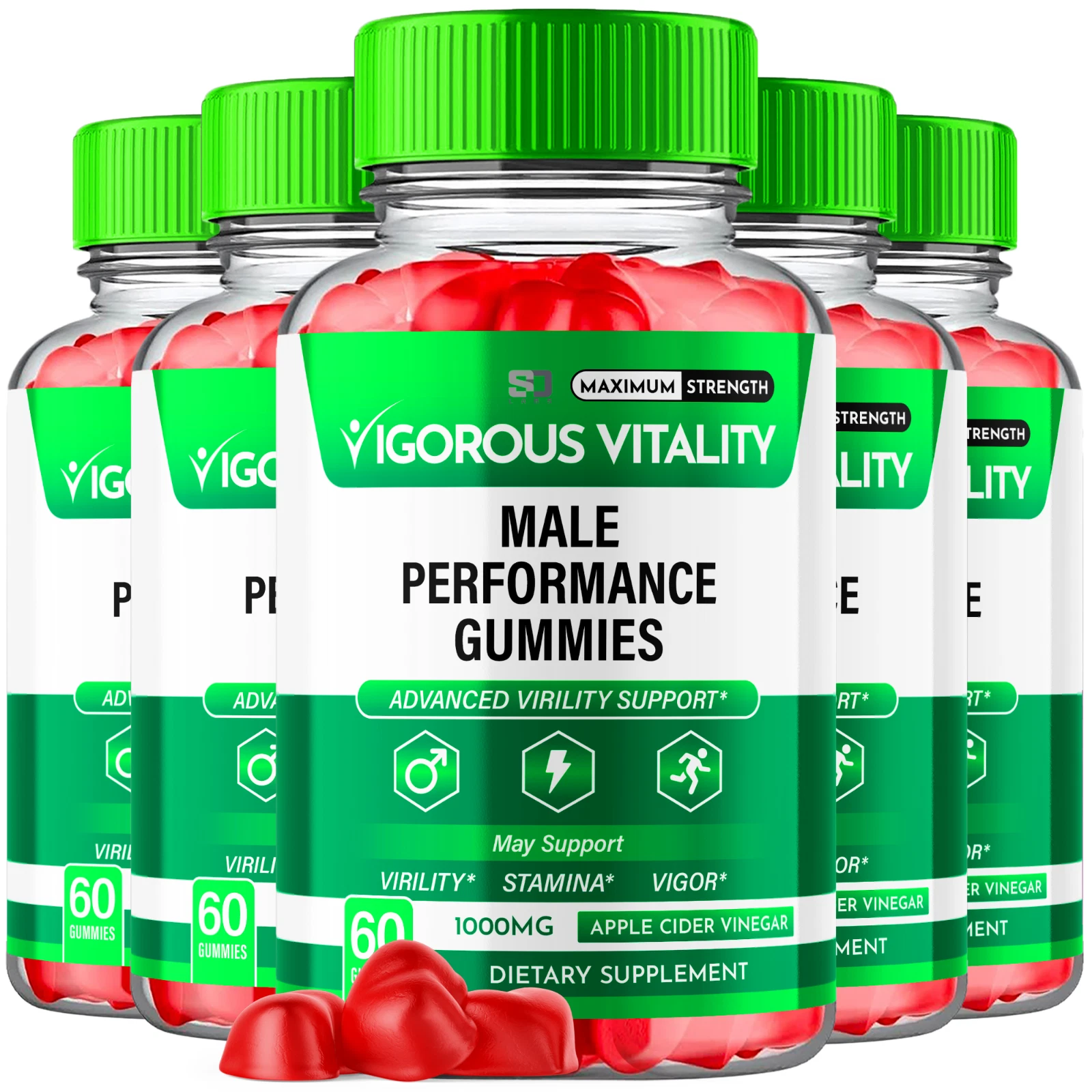 Vigorous Vitality Men's Formula Gummies Boost Stamina & Endurance (5 Pack)