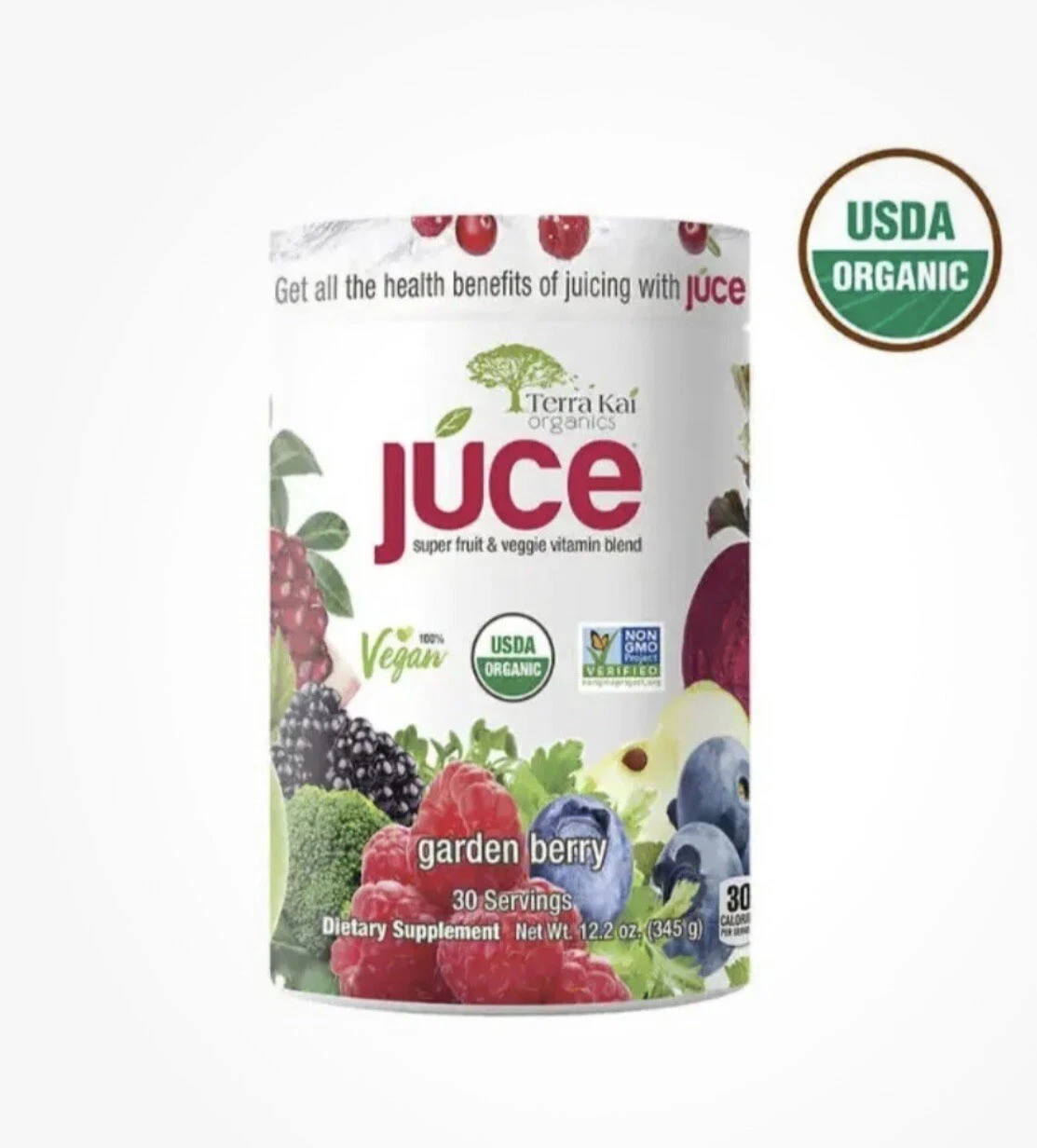 [316857103820] TERRA KAI ORGANICS JUCE SUPER FRUIT & VEGGIE VITAMIN BLEND GARDEN BERRY