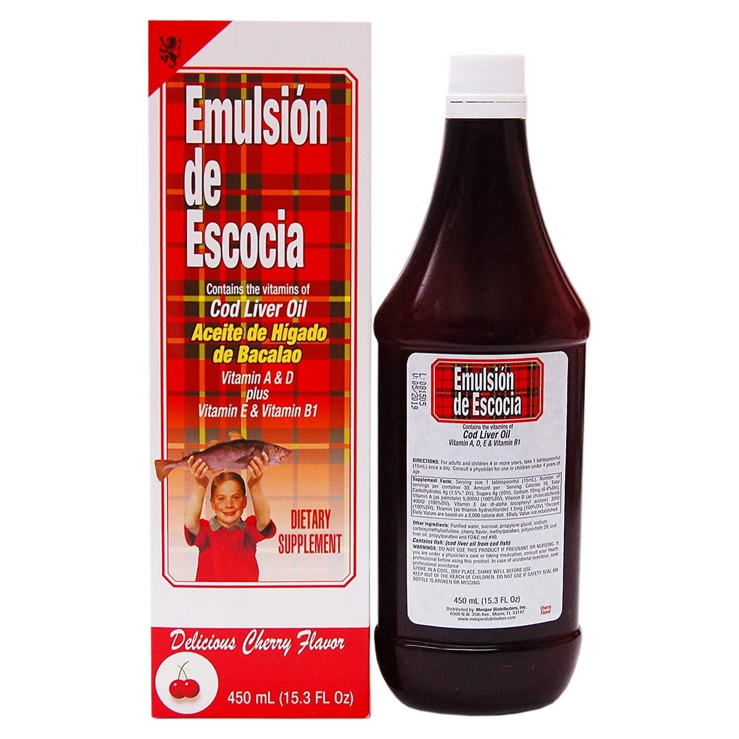 Emulsion De Escocia Cod Liver Oil Dietary Supplement Liquid Cherry 6.5 Oz 3 Pack