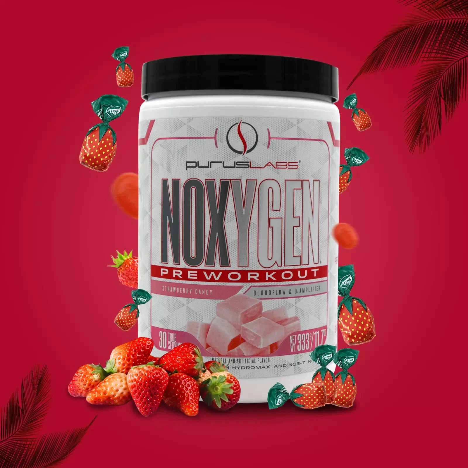 Purus Noxygen PreWorkout: HARDCORE Pump & Energy Booster 30srv, Strawberry Candy
