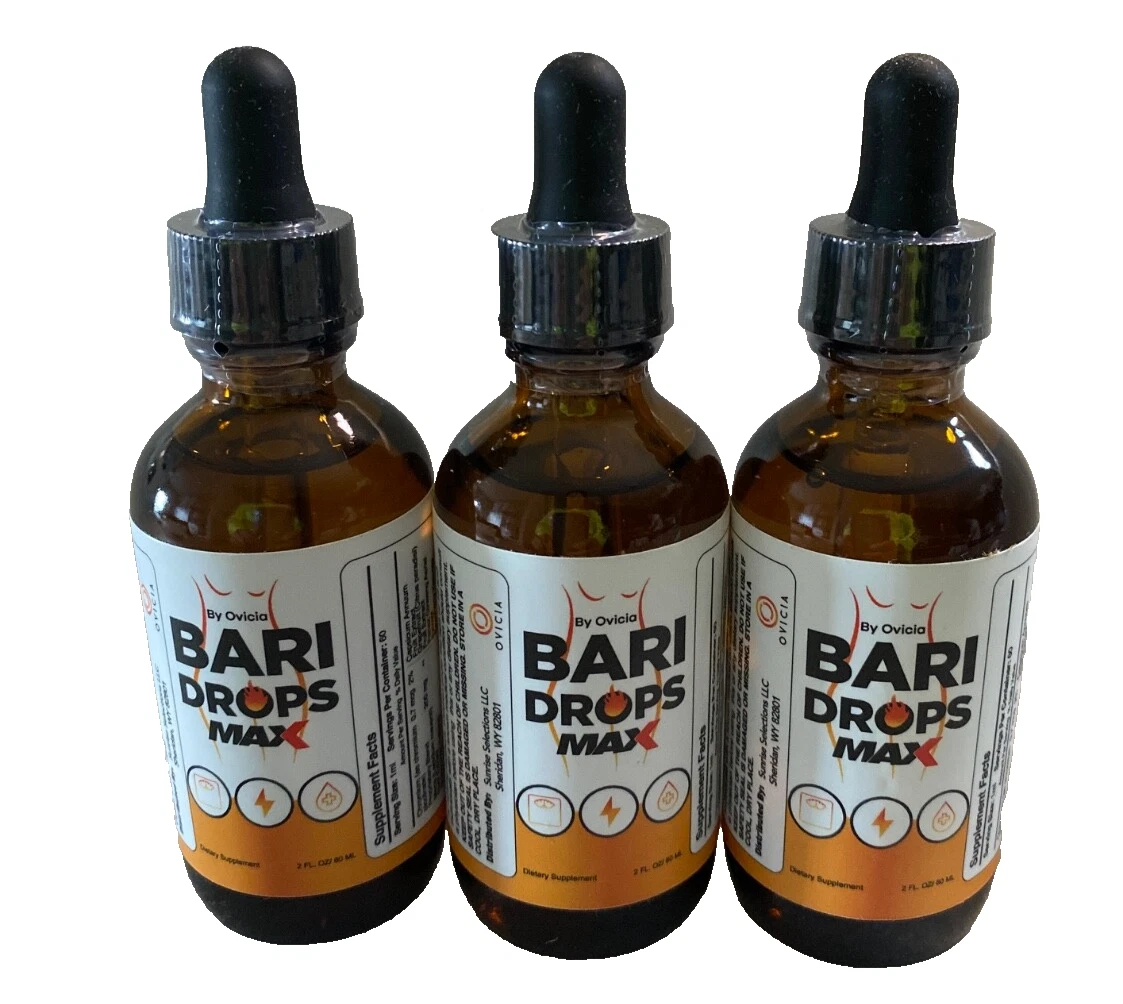 [177056558457] (3 Pk) Bari Drops Liquid Supplement-Natural Formula for Active Fitness Exp 07/26