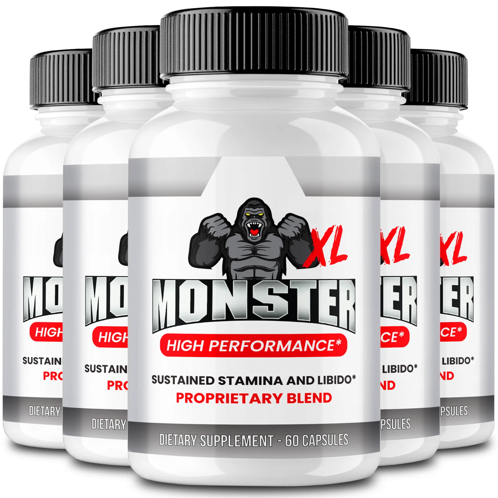 (5 Pack) Monster XL Men Capsules, Male Health Pills to Boost Performance