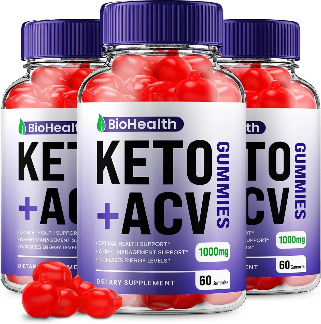 (3 Pack) Bio Health Keto ACV Gummies - Official - BioHealth Keto ACV Advanced...
